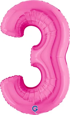 Produktbild von Riesenzahl Folienballon 40"/102cm | Pink Zahl: 3