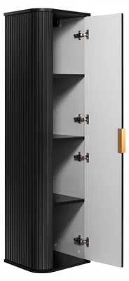 Zdjęcie produktu dla Szafka 100 Cm + Słupek 139 Cm Zestaw Łazienkowy Wiszący Czarny Fronty Mdf