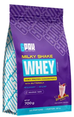 Produktbild von 6Pak Nutrition Milky Shake Whey-700g Strawberry