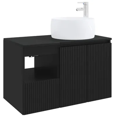Produktbild von vidaXL Badezimmermöbel-Set 2 stk. Schwarz Holzwerkstoff