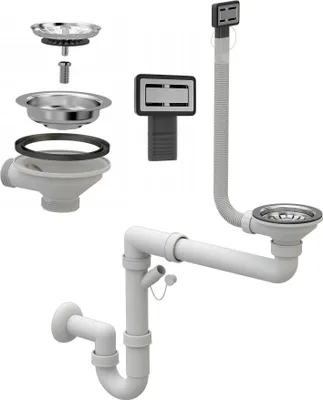 Produktbild von Manueller rechteckiger Siphon Einschalenmodell chrom