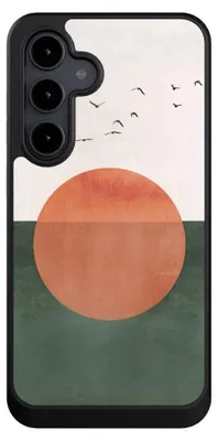 Produktbild von NIVOCASE Hülle für Samsung Galaxy S24 FE 5G  Handyhülle NIVOcore Case Schwarz Sonnenschein Sonnenuntergang Vogel