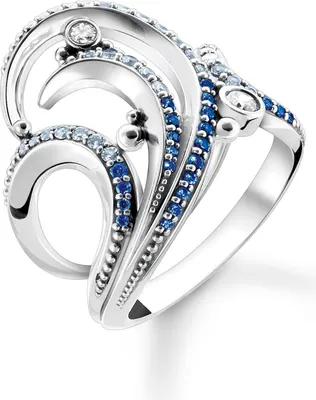 Produktbild von Thomas Sabo TR2378-644-1 Damen-Ring Welle mit Blauen Steinen, 56/17,8