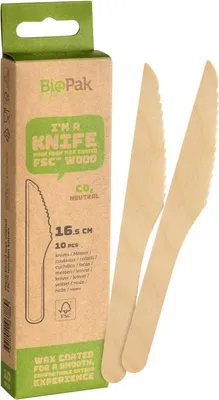 Produktbild von Biopak Holzmesser 17 cm - 10 Stk.