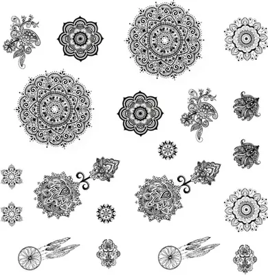 Produktbild von Oblique Unique Temporäre Klebetattoos Mandala Tattoo Set - Körperkunst entfernbar