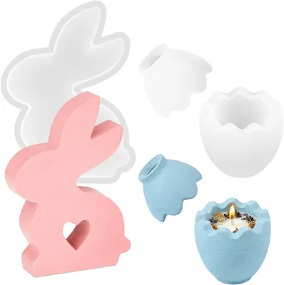 Imagen del producto de Moldes de silicona 3D para velas, 2 unidades, flexibles, para Pascua