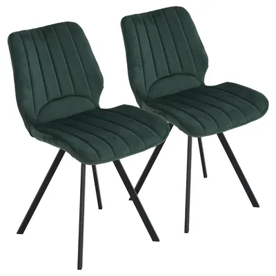 Produktbild von Esszimmerstühle Küchenstuhl Polsterstuhl Design Stuhl mit Rückenlehne, mit Sitzfläche aus Samt, Gestell aus Metall , Farbe:Dunkelgrün;Menge:2 St.