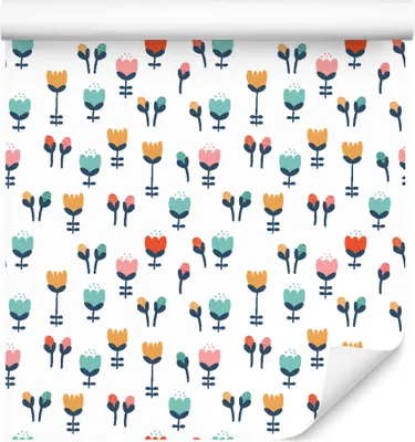 Immagine prodotto di 10m VLIES WALLPAPER rotolo vivaio natura piante fiori tulipani colorati XXL