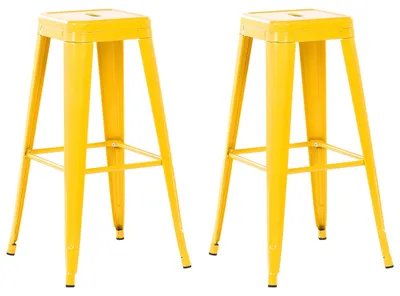 Produktbild von BELIANI Trendy Barhocker 2er Set Gelb Metall 76 cm Industriell