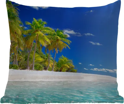 Produktbild von MuchoWow® Outdoor Kissen - Strand - Meer - Palme - Sonne - Sommer - 40x40 cm - Wetterfest - Lounge Kissen - Kopfkissen - Interieur - Polster mit Bild