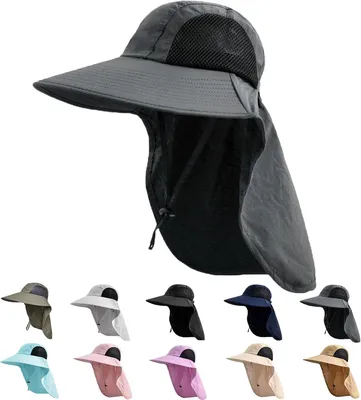 Produktbild von Sonnenhut für Männer und Frauen mit Nackenklappe, LSF 50+ UV-Schutz, Wander- und Angelhut, Sonnenhut mit breiter Krempe für Frauen und Männer