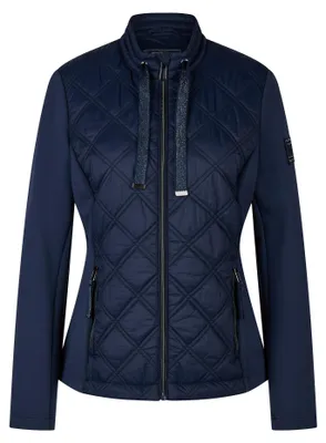 Produktbild von RABE Damen Jacke Regular-Fit Dunkelblau Größe 46 mit Rautensteppung und Stehkragen