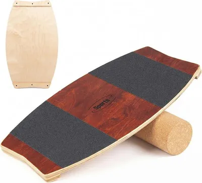 Imagen del producto de Tabla de equilibrio con rodillo de corcho fabricada en madera de abedul, con capacidad de carga de hasta 100 kg