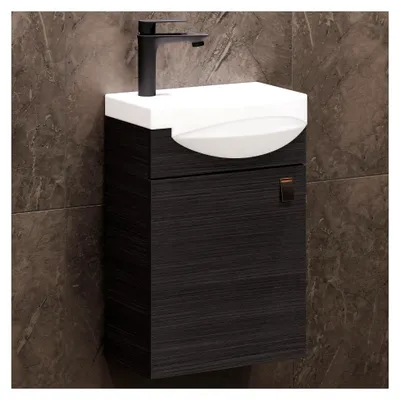 Produktbild von Badmöbel Set Waschtisch mit Unterschrank 40 x 60 x 29 cm für Badezimmer und Gäste-WC, Anthrazit
