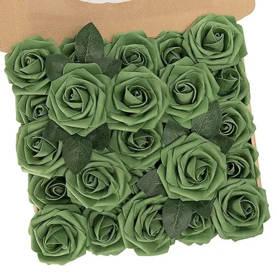 Produktbild von N&T NIETING Rosen-Dekoration, 25 Stück künstliche Blumen, Rosen mit Stielen, DIY-Dekoration, geeignet für Hochzeiten, Blumensträuße, Braut, Wohnraumdekoration