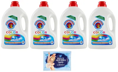 Produktbild von 4er-Pack Chanteclair Color Lavatrice,Flüssigwaschmittel für die Waschmaschine,30 Wäschen,1350ml + 1er-Pack Felce Azzurra Talkumpuder, 100g-Beutel