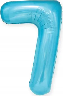 Imagen del producto de Globo de látex con forma de número 7, color azul pastel, 100 cm