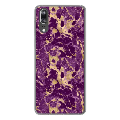 Produktbild von MuchoWow® Handyhülle Schutzhülle Hülle für Huawei P20 Gold - Luxus - Marmor - Muster Silikon Softcase Handy Hülle - Hardcover