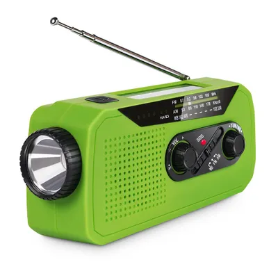 Produktbild von Solar Radio mit 2000-mAh-Akku , Selbstbetriebenes Kurbelradio mit LEDTaschenlampe , Notfallradio AM/FM Radio,Notbeleuchtung , Wiederaufladbar, Grün