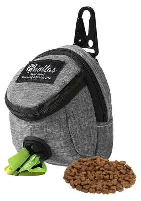 Produktbild von Leckerli Tasche Hunde mit Kotbeutelspender Grau | Futterbeutel für Hundetraining Reisen Outdoor