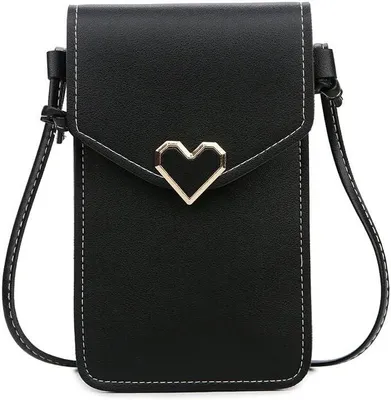 Produktbild von Damen-Schultertasche, Mini-Handytasche mit transparentem Touchscreen-Verschluss aus Kunstleder