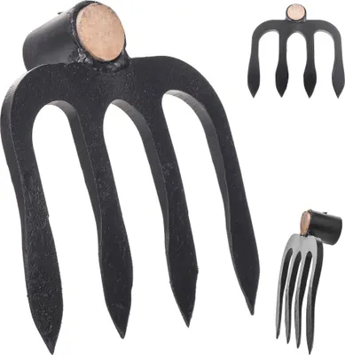 Immagine prodotto di KADAX zappa per patate a 4 rebbi, zappa da giardino in acciaio forgiato, zappa da letame per il giardinaggio, attrezzo da giardino, zappa per il giardino, senza manico