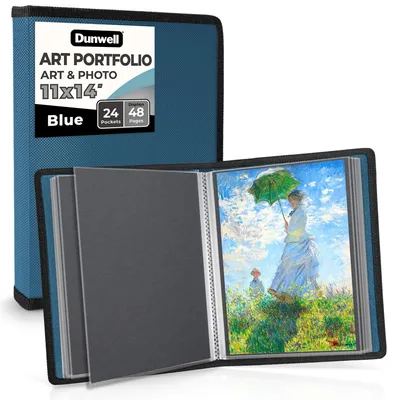 Produktbild von Dunwell Kunst-Portfolio-Ordner mit Montagepapier (blau), große Portfolio-Mappe z