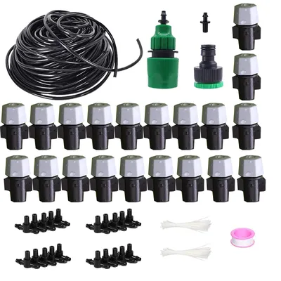 Imagen del producto de Sistema de riego por goteo de 20 metros, sistema automático de micro-goteo, para plantas de jardín