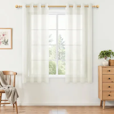 Image de Rideaux courts à œillets - Lot de 2 pour salon et chambre d'enfant, 140 x 120 cm