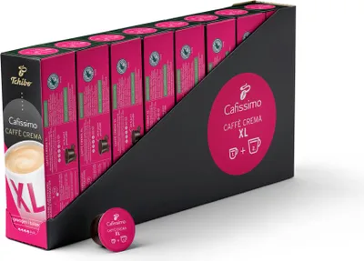 Produktbild von Tchibo Cafissimo Vorratsbox Caffè Crema XL Coffee Kaffeekapseln, 80 Stück – 8x10 Kapseln (Kaffee, kräftig mit intensiven Aromen), nachhaltig & fair gehandelt, für große Kaffeebecher
