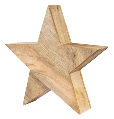 A wooden star decoration.
