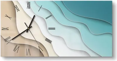 Produktbild von DEQORI Glasuhr 60x30 cm Römisch 'Farbige Papierwellen' Wanduhr Glas Uhr Design leise