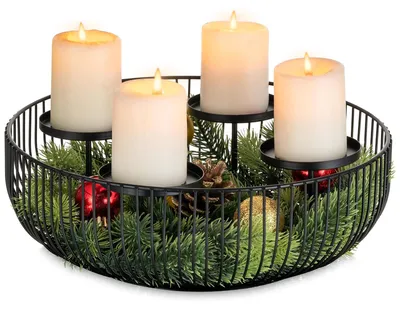 Metall Adventskranz Schwarz für 4 Stabkerzen Ø 30 cm