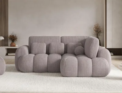 Produktbild von Ecksofa COZION L-Form mit Schlaffunktion & Bettkasten – Modernes 3-Sitzer Sofa, HR-Kaltschaum, Wellenfederung, 267 × 165 cm – Modullo 03, Hellgrau, Ottomane Rechts
