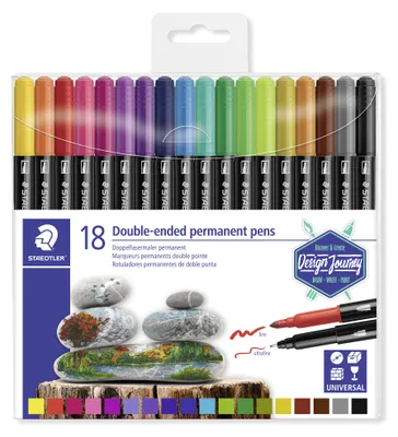 Produktbild von STAEDTLER 3187 Doppelfasermaler permanent Etui mit 18 Farben