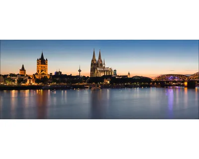 Produktbild von Glasbild Köln Skyline Sonnenuntergang I 125x50 cm