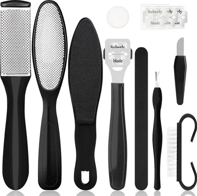 Produktbild von Sularpek Hornhautfeile Fußfeile Profi Hornhautentferner 10-in-1 Fußpflegeset Schwarz