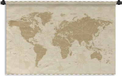 Produktbild von MuchoWow® Wandteppich Wandbehang Weltkarte - Vintage - Retro 60x40 cm Tapisserie Dekoration Wandtuch - Wanddekorationen