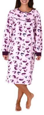 Zdjęcie produktu dla Elegancka damska koszula nocna z długim rękawem w przytulnej jakości interlock - również w rozmiarach plus size;różowy.36
