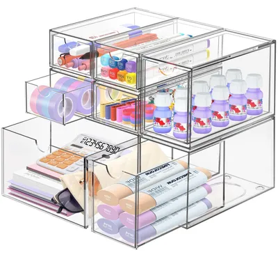 Immagine prodotto di Organizzatore da scrivania con 7 cassetti - Contenitore in acrilico trasparente