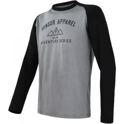 Produktbild von T-Shirt Sensor Merino Active PT Adventure – Herren langärmelig grau-schwarz größe S 19100007-00