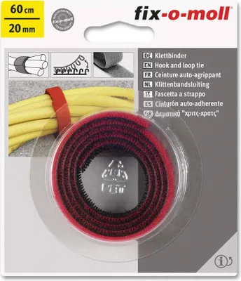 Produktbild von Klettbinder fix-o-moll 60cm x 20mm rot-schwarz