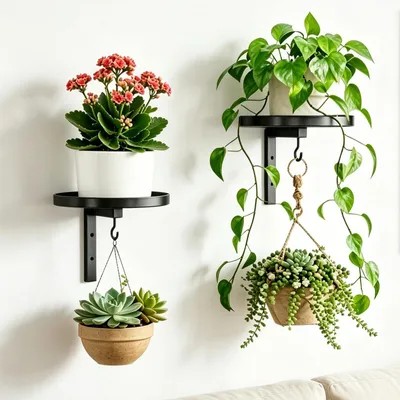 Image de Omgoods - Lot de 2 supports muraux pour plantes avec crochets
