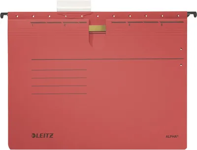 Zdjęcie produktu dla Segregator zawieszkowy Leitz 1984-30-25 1984 ALPHA® - zszywanie, karton Pendarec, 5 sztuk, czerwony