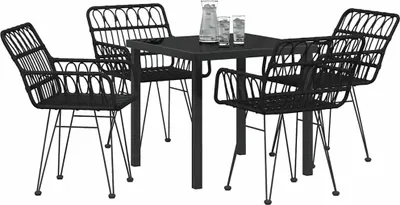 Produktbild von vidaXL Garten Essgruppe 5 pcs Schwarz Pulverbeschichteter Stahl