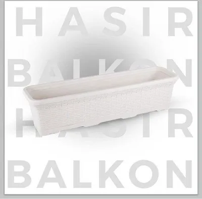 Zdjęcie produktu dla Rieten Balkonbloembak 16,5 l w kolorze białym, tworzywo sztuczne, 723 x 20 x 18 cm, wygląd rotanu z drenażem, odporny na promieniowanie UV i mróz