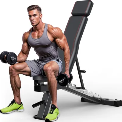 Produktbild von VOWVIT 4in1 Hantelbank klappbar, gewerblich, bis 550 kg, schräg/flach/Bench Press