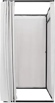 Produktbild von Freistehende Umkleidekabine - Ankleidezelt 100x100x200cm - Eisenrahmen - Leinenvorhang - Für 3–4 Personen - Grau