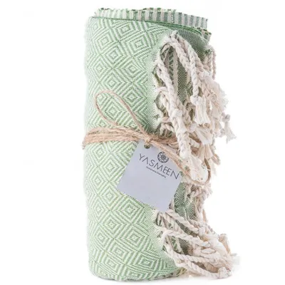 Produktbild von Badetuch 96 x 180 cm – 100% Baumwolle – 415 g/m² – Saunatuch – Strandtuch – Pestemal Hamamtuch - schnelltrocknend und leicht (Pistazie, 96x180 cm)
