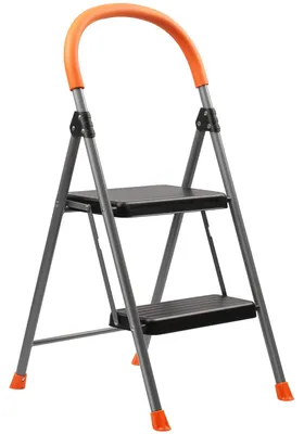 2-Stufen-Klappleiter aus Stahl, 150 kg belastbar, rutschfest, 4 kg